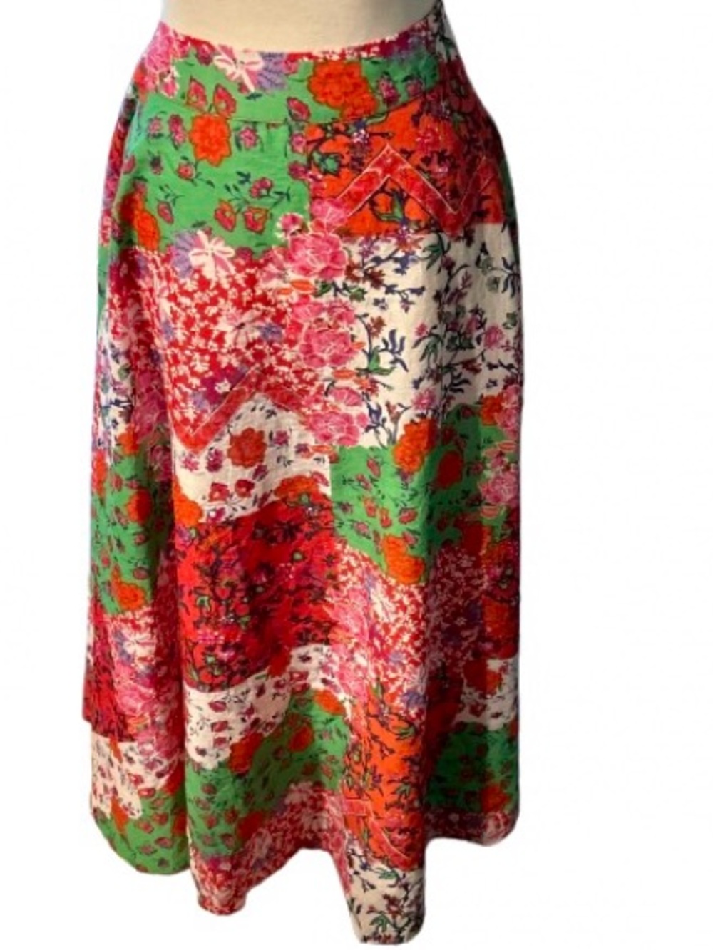 NWT 100% Cotton Patchwork KAKTUS Skirt Boho Bohemian Cottage Floral Midi Maxi